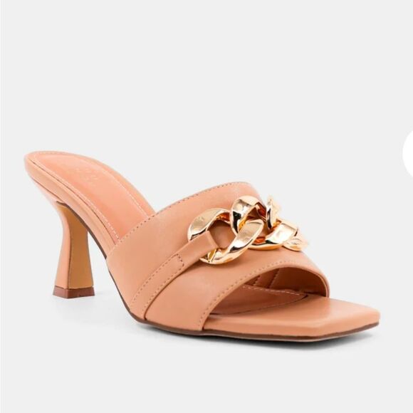 BRAND NEW SHOELAND SQUARE TOE SLIP-ON FOOT OPEN TOE GOLD CHAIN LINKING S…G1 - Picture 14 of 15